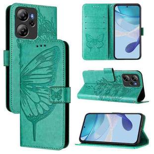 For Blackview Oscal Tiger 13 Embossed Butterfly Leather Phone Case(Green)