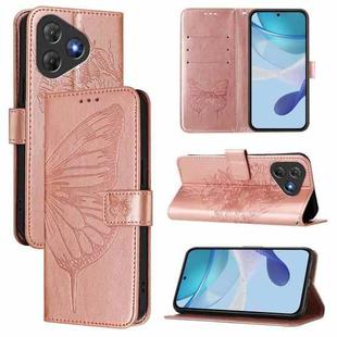 For Blackview Oscal Flat 2 / 2C Embossed Butterfly Leather Phone Case(Rose Gold)