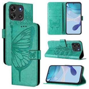 For Blackview Oscal Flat 1C Embossed Butterfly Leather Phone Case(Green)