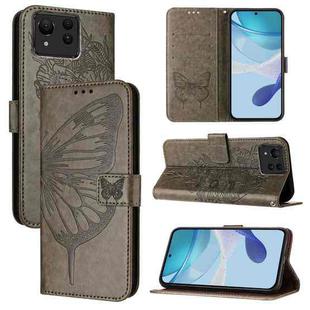For Asus Zenfone 11 Ultra Embossed Butterfly Leather Phone Case(Grey)