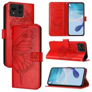 For Asus Zenfone 11 Ultra Embossed Butterfly Leather Phone Case(Red)