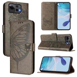 For ASUS Zenfone 12 Ultra Embossed Butterfly Leather Phone Case(Grey)