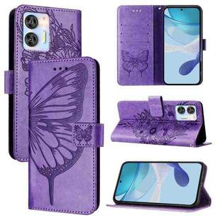 For Oukitel C36 / C35 Embossed Butterfly Leather Phone Case(Purple)