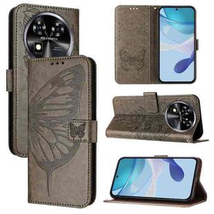 For Oukitel C37 Embossed Butterfly Leather Phone Case(Grey)