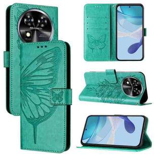 For Oukitel C37 Embossed Butterfly Leather Phone Case(Green)