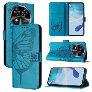 For Oukitel C37 Embossed Butterfly Leather Phone Case(Blue)