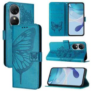 For Oukitel C38 Embossed Butterfly Leather Phone Case(Blue)