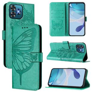 For Oukitel C53 Embossed Butterfly Leather Phone Case(Green)