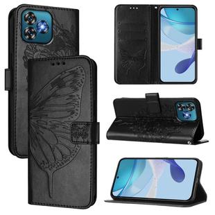 For Oukitel C53 Embossed Butterfly Leather Phone Case(Black)