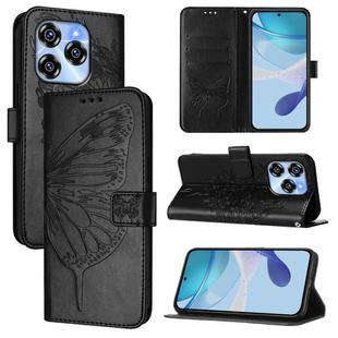 For Oukitel C50 Embossed Butterfly Leather Phone Case(Black)