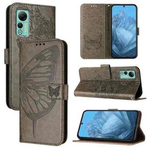 For Ulefone Note 14 Embossed Butterfly Leather Phone Case(Grey)