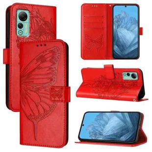 For Ulefone Note 14 Embossed Butterfly Leather Phone Case(Red)