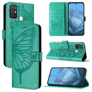 For ZTE Blade A52 Embossed Butterfly Leather Phone Case(Green)