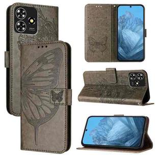 For ZTE Blade A73 4G Embossed Butterfly Leather Phone Case(Grey)