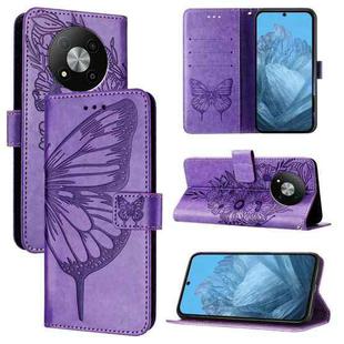 For ZTE Blade A73 5G Embossed Butterfly Leather Phone Case(Purple)