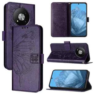 For ZTE Blade A73 5G Embossed Butterfly Leather Phone Case(Dark Purple)