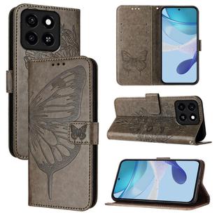 For ZTE Blade A35 / A55 Embossed Butterfly Leather Phone Case(Grey)