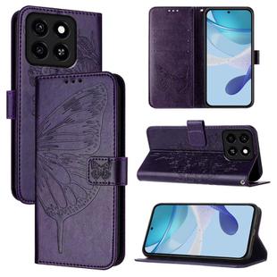 For ZTE Blade A35 / A55 Embossed Butterfly Leather Phone Case(Dark Purple)