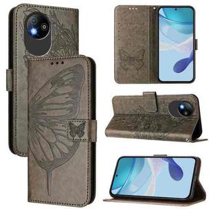 For ZTE Blade A35 Lite / A35 Core Embossed Butterfly Leather Phone Case(Grey)