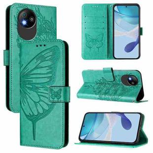 For ZTE Blade A35 Lite / A35 Core Embossed Butterfly Leather Phone Case(Green)