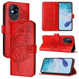 For ZTE Blade A35 Lite / A35 Core Embossed Butterfly Leather Phone Case(Red)