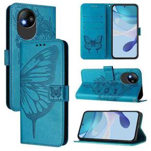 For ZTE Blade A35 Lite / A35 Core Embossed Butterfly Leather Phone Case(Blue)