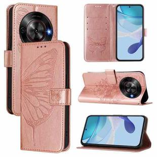 For ZTE Blade A75 5G / Nubia Focus Embossed Butterfly Leather Phone Case(Rose Gold)