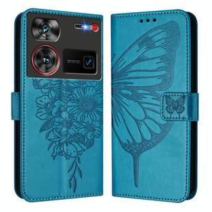 For ZTE Nubia Z60 Ultra Embossed Butterfly Leather Phone Case(Blue)