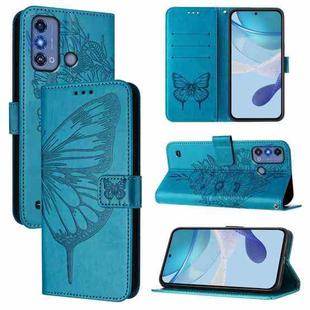 For ZTE Blade A53 Pro Embossed Butterfly Leather Phone Case(Blue)