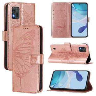 For ZTE Blade A52 Lite Embossed Butterfly Leather Phone Case(Rose Gold)