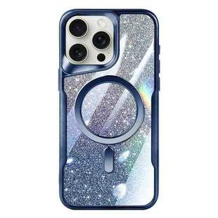 For iPhone 15 Pro Max Blade MagSafe Magnetic Gradient Glitter PC Phone Case(Blue)