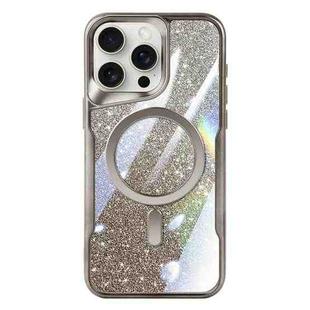 For iPhone 15 Pro Blade MagSafe Magnetic Gradient Glitter PC Phone Case(Titanium Grey)