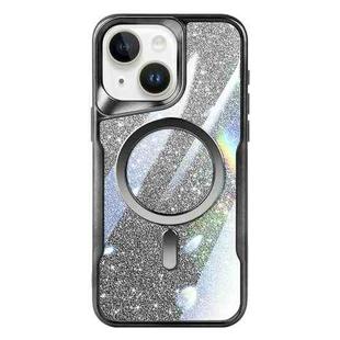 For iPhone 15 Plus Blade MagSafe Magnetic Gradient Glitter PC Phone Case(Black)