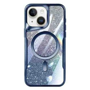 For iPhone 14 Plus Blade MagSafe Magnetic Gradient Glitter PC Phone Case(Blue)