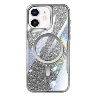 For iPhone 11 Blade MagSafe Magnetic Gradient Glitter PC Phone Case(Silver White)