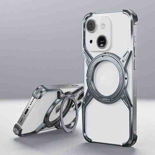 For iPhone 13 / 14 / 15 Aluminum Alloy Frameless 360-Degree Rotating Phone Case(Grey)