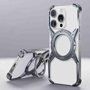 For iPhone 16 Pro Max Aluminum Alloy Frameless 360-Degree Rotating Phone Case(Grey)