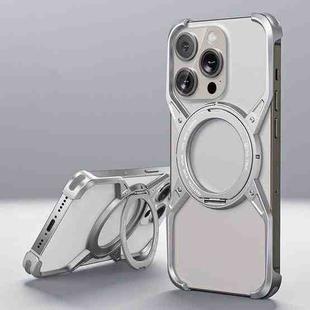 For iPhone 16 Pro Aluminum Alloy Frameless 360-Degree Rotating Phone Case(Silver)