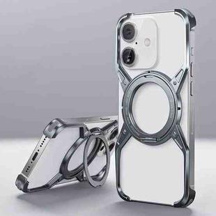 For iPhone 16 Aluminum Alloy Frameless 360-Degree Rotating Phone Case(Grey)