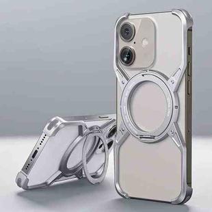 For iPhone 16 Aluminum Alloy Frameless 360-Degree Rotating Phone Case(Silver)