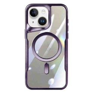 For iPhone 15 Plus Blade MagSafe Magnetic Transparent PC Phone Case(Purple)