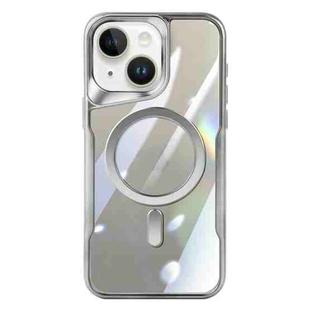 For iPhone 15 Blade MagSafe Magnetic Transparent PC Phone Case(Silver White)