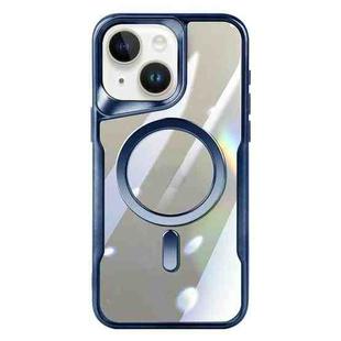 For iPhone 14 Plus Blade MagSafe Magnetic Transparent PC Phone Case(Blue)