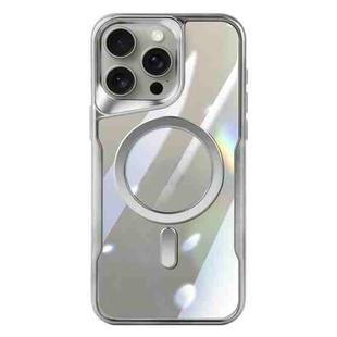 For iPhone 11 Pro Max Blade MagSafe Magnetic Transparent PC Phone Case(Silver White)