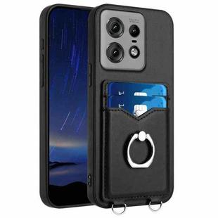 For Motorola Edge 50 Pro EU Edition R20 Ring Card Holder Phone Case(Black)