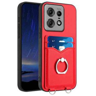 For Motorola Edge 50 Pro EU Edition R20 Ring Card Holder Phone Case(Red)