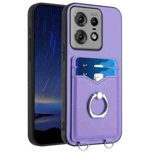 For Motorola Edge 50 Pro EU Edition R20 Ring Card Holder Phone Case(Purple)