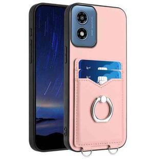 For Motorola Moto G Play 2024 4G R20 Ring Card Holder Phone Case(Pink)