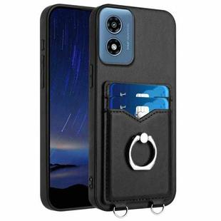 For Motorola Moto G Play 2024 4G R20 Ring Card Holder Phone Case(Black)