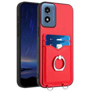 For Motorola Moto G Play 2024 4G R20 Ring Card Holder Phone Case(Red)